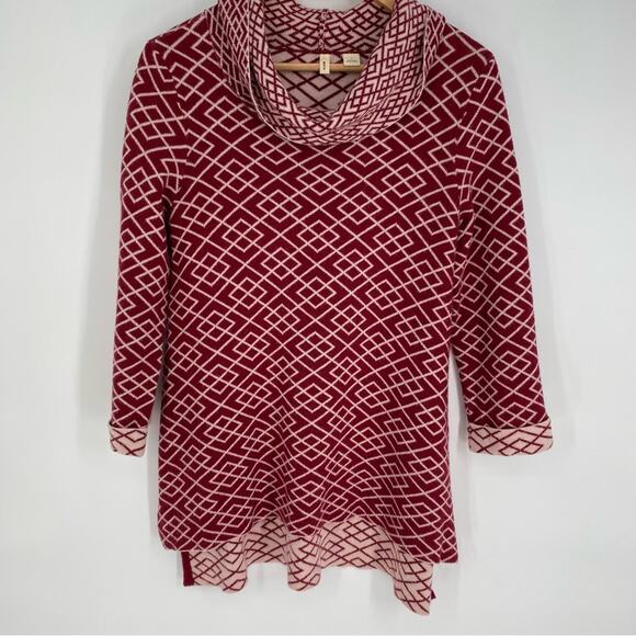 Anthropologie Moth Galena Sweater Geometric Alpaca & Viscose Cowl Neck Bohemian - Picture 2 of 9